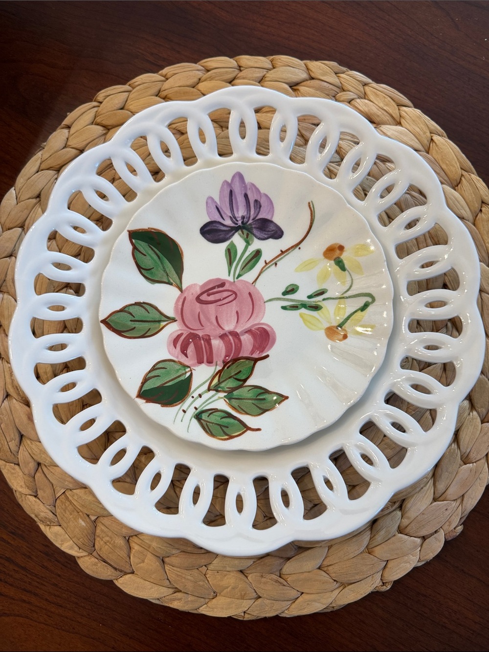 Set of 8, 1940’s Blue Ridge Southern Potteries Hand Painted Side Plates